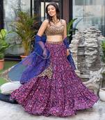 Blue Choli Lehenga Organza Dupatta Set