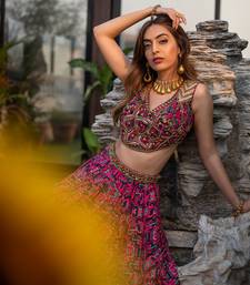 Pink Choli Lehenga Organza Dupatta Set