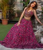 Pink Choli Lehenga Organza Dupatta Set