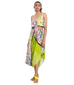 Cut Out Waist Floral Shibori Dress