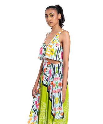 Cut Out Waist Floral Shibori Dress 5