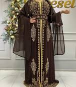 Royal Wedding Dubai Beaded Kaftan Abaya Party Fancy African Clothing Crystal Fancy Work New Year Dress