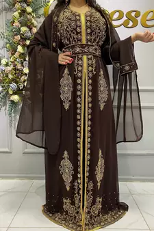 Royal Wedding Dubai Beaded Kaftan Abaya Party Fancy African Clothing Crystal Fancy Work New Year Dress