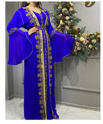 New Royal Wedding Dubai Beaded Kaftan Abaya Party Fancy African Clothing Crystal Fancy Work  2