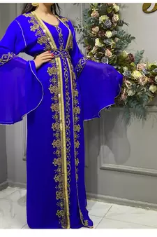 New Royal Wedding Dubai Beaded Kaftan Abaya Party Fancy African Clothing Crystal Fancy Work 