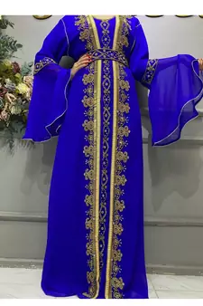 New Royal Wedding Dubai Beaded Kaftan Abaya Party Fancy African Clothing Crystal Fancy Work 
