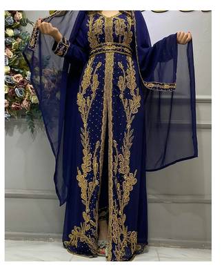 New Royal Wedding Dress Dubai Beaded Kaftan Abaya Party Fancy African Clothing Crystal Fancy Work 3