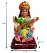 Salvus  Marble Dust Goddess Maa Saraswati Statue/ Idol Figurine for Pooja, Home, Office, gift (3.8 Inch)