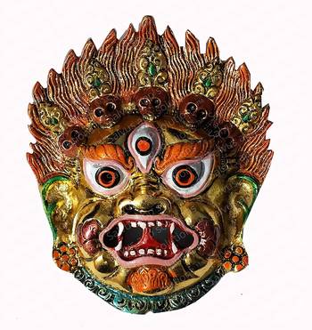 Salvus Wall Hanging Metal Mahakal Face Mask Nazar Battu Evil Eye Protector for Home (Mulit_5x4.5INCH) 1