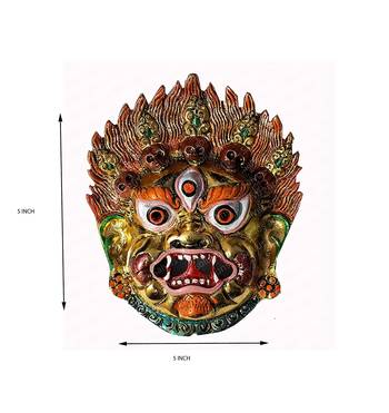Salvus Wall Hanging Metal Mahakal Face Mask Nazar Battu Evil Eye Protector for Home (Mulit_5x4.5INCH) 2