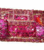 Salvus Completely Sitara Work laddu Gopal assan, for  Krishna Janmashtami  Size - 6x4 Inches, Color-Pink