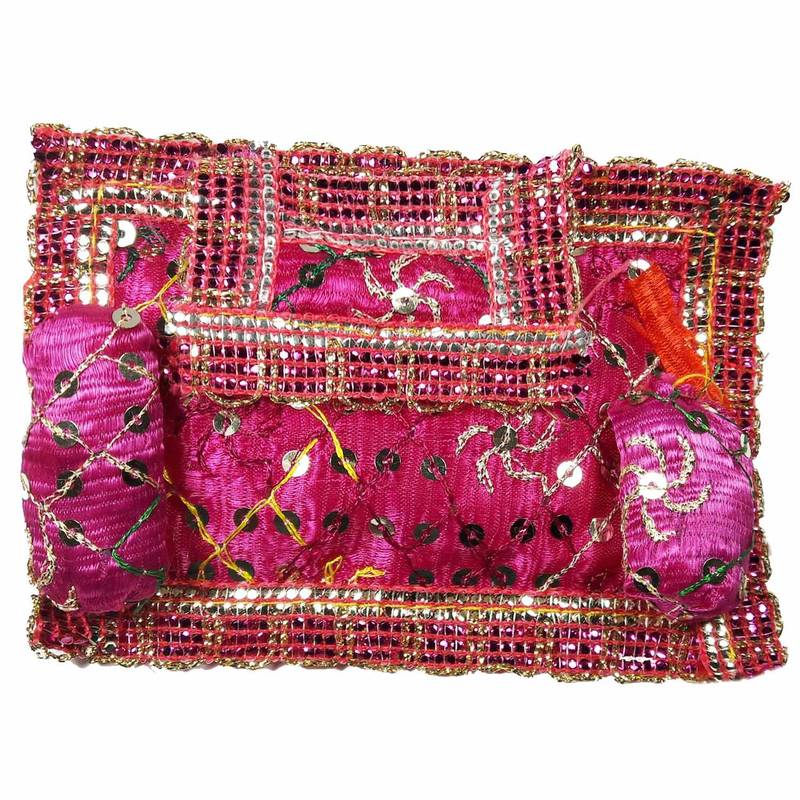 Salvus Completely Sitara Work laddu Gopal assan, for  Krishna Janmashtami  Size - 6x4 Inches, Color-Pink