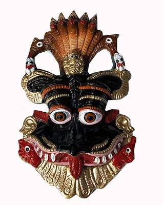 Salvus Narsingh Black face Wall Hanging Metal Mahakal Face Mask For Home, Office & Shops(Multi_5.5x4 INCH) 1