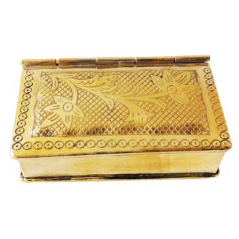 Salvus Rectangular Antique Brass Pan Dan/ Pan Dibbi, Betel Box (Gold_3.1x2.5x1 inch) 1