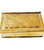 Salvus Rectangular Antique Brass Pan Dan/ Pan Dibbi, Betel Box (Gold_3.1x2.5x1 inch)
