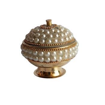 Salvus New Brass White Moti Sindoor Box/Dani For Women/Girl and Decorative Accessory(5.5 cm) 1