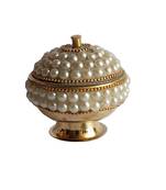 Salvus New Brass White Moti Sindoor Box/Dani For Women/Girl and Decorative Accessory(5.5 cm)
