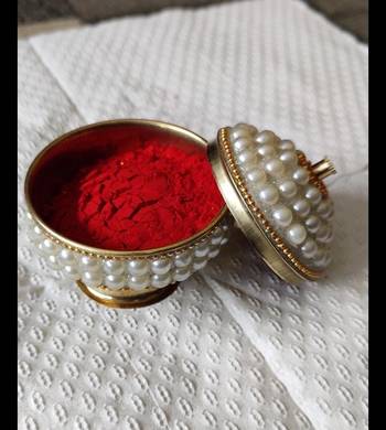Salvus New Brass White Moti Sindoor Box/Dani For Women/Girl and Decorative Accessory(5.5 cm) 3