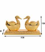 Salvus Beautiful Golden Metal Pair of Duck/Swan Sindoor Box,for Women, Home Decor & Gift (11x7 cm)