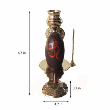 Salvus Narmadeshwar Shivlinga with Brass Trishul, Sheshnaag & Temple Stand (Multicolour, 6.7 Inch) 2