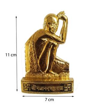 Salvus Antique Metal Gajanan Maharaj Statue/ Gajanan Maharaj Murti for Home & Office(Gold_11X7 cm) 1