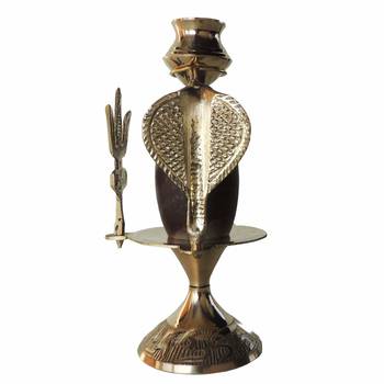 Salvus Narmadeshwar Shivling/Shiv Pindi with Brass Trishul, Sheshnaag & Stand (Multicolour, 5.3 Inch) 4