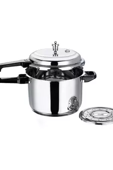 VINOD Stainless Steel Regular Outer Lid Pressure Cooker  5 Ltr, Induction friendly