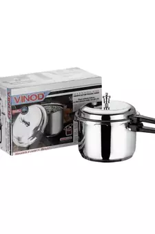 VINOD Stainless Steel Regular Outer Lid Pressure Cooker  5 Ltr, Induction friendly