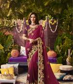 multicolor premium embroidered fancy fabric designer saree with un-stitched blouse fabric