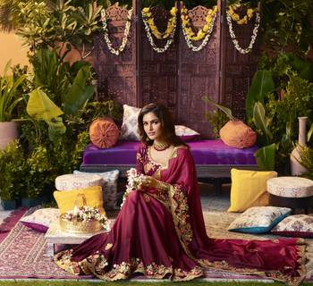 multicolor premium embroidered fancy fabric designer saree with un-stitched blouse fabric 2