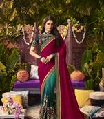 multicolor premium embroidered fancy fabric ethnic saree with un-stitched blouse fabric