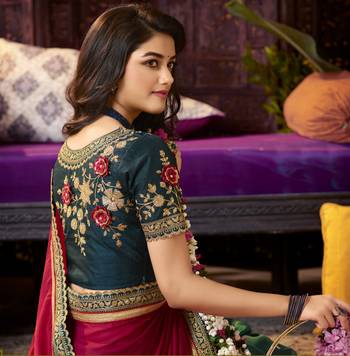 multicolor premium embroidered fancy fabric ethnic saree with un-stitched blouse fabric 3