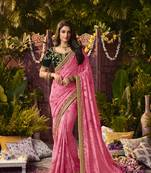 pink premium embroidered fancy fabric ethnic saree with un-stitched blouse fabric