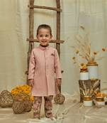 Solid Achkan With Floral Pants