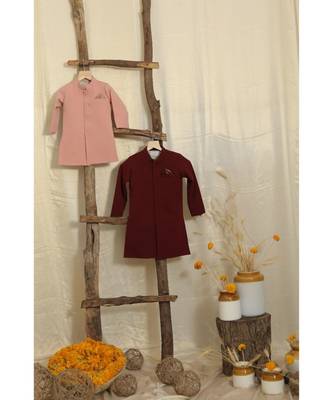 Solid Achkan With Floral Pants 3