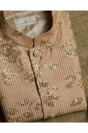 Sequins Handwork Jacket With Kurta Pyjama Set