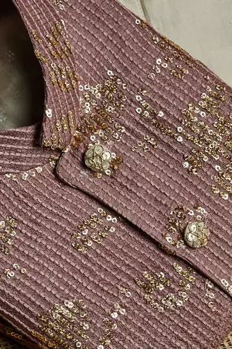 Sequins Handwork Jacket With Kurta Pyjama Set