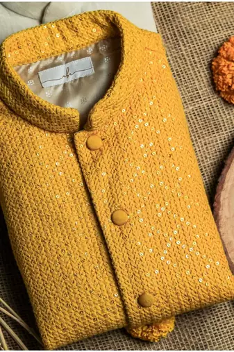 Lucknavi Jacket With Kurta Pyjama Set