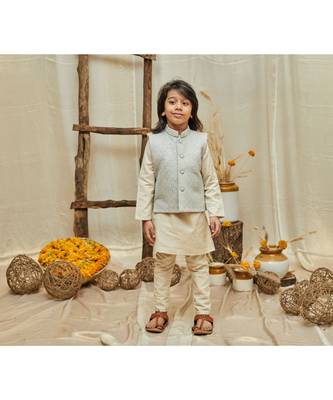 Lucknavi Jacket With Kurta Pyjama Set 1