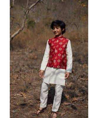 Chanderi Brocade Patola Print Jacket With Kurtha Pajjama 1