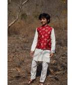 Chanderi Brocade Patola Print Jacket With Kurtha Pajjama