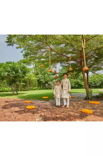 Lakhnavi Jacket And Kurta Pajama Set