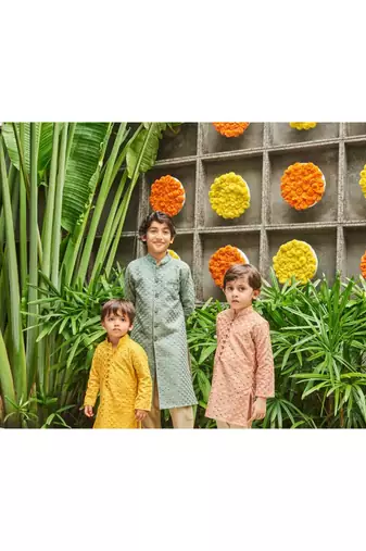 Lakkhnavi Kurta With Sequins Handwork Detailing With Beige Pyjama.
