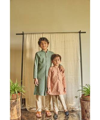 Lakkhnavi Achkan With Sequins Handwork Detailing With Beige Pyjama. 2