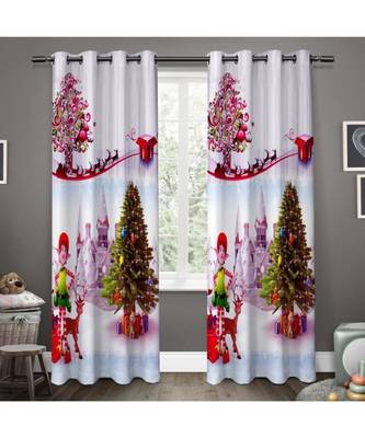 Digital printed Polyester Curtain set of 2 pcs stitched and fitted with eyelet By FRIMERR 1