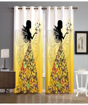 Digital printed Polyester Curtain set of 2 pcs stitched and fitted with eyelet By FRIMERR 1