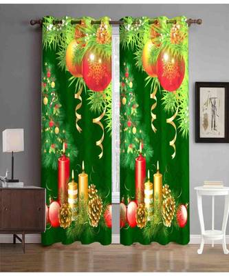 Digital printed Polyester Curtain set of 2 pcs stitched and fitted with eyelet By FRIMERR 1
