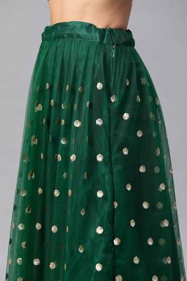 SHUBHKALA Green Sequinned Semi Stitched Lehenga & Unstitched Blouse With Dupatta 5