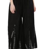 Women Black Solid Stone Work Plazzo/Plazo with Elastic Drawstring (Free Size)