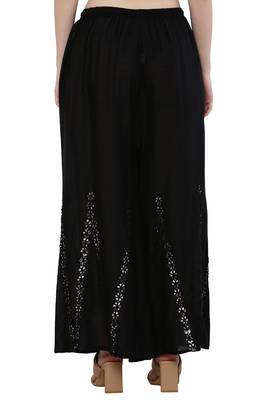 Women Black Solid Stone Work Plazzo/Plazo with Elastic Drawstring (Free Size) 4